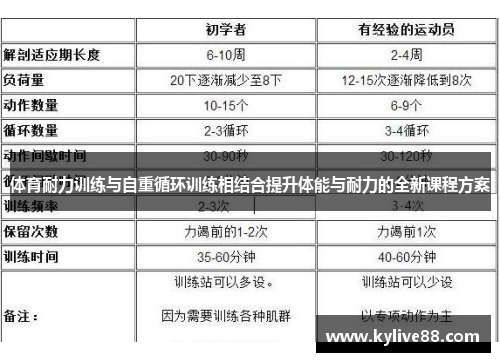 体育耐力训练与自重循环训练相结合提升体能与耐力的全新课程方案 体育耐力训练与自重循环训练相结合提升体能与耐力的全新课程方案